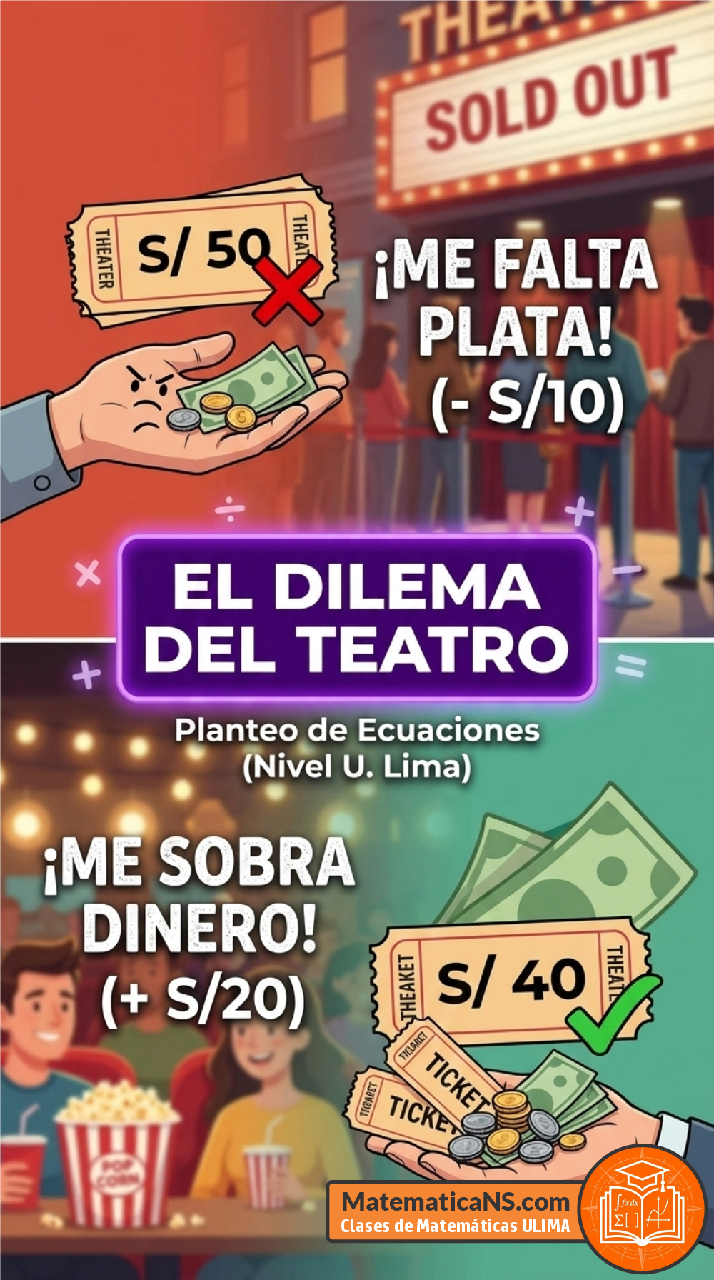 Planteo de ecuaciones de primer grado sobre dinero y costos - Solucionarios de Exámenes Matemática Básica ULIMA